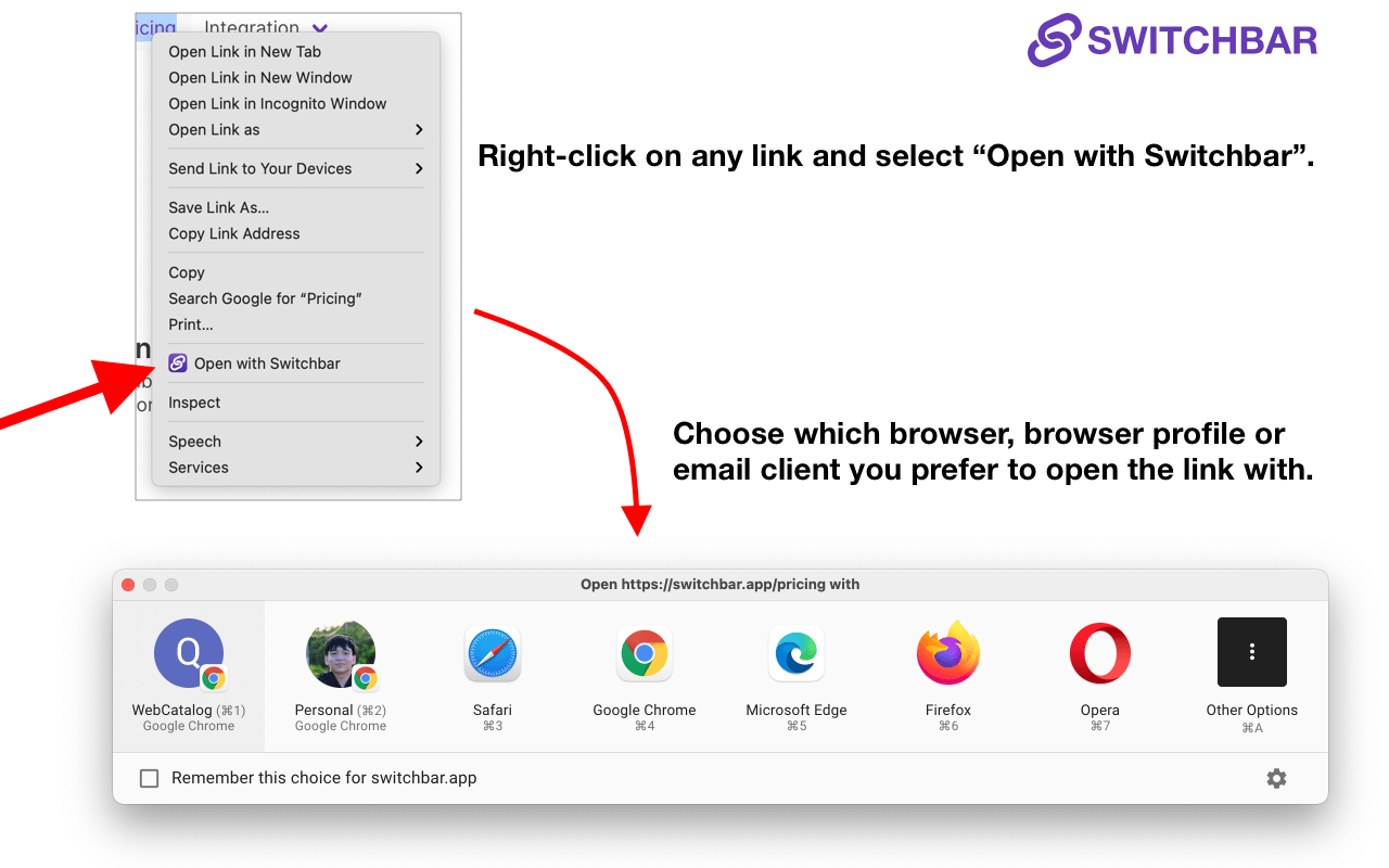 Switchbar browser extensions in action